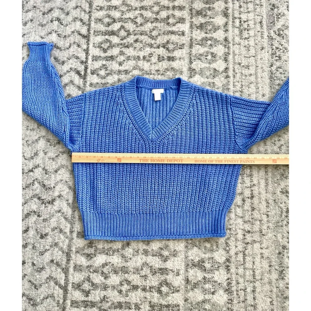 H&M Women's Chunky Knit V-Neck Sweater Periwinkle Blue Slouchy Size M Excellent!